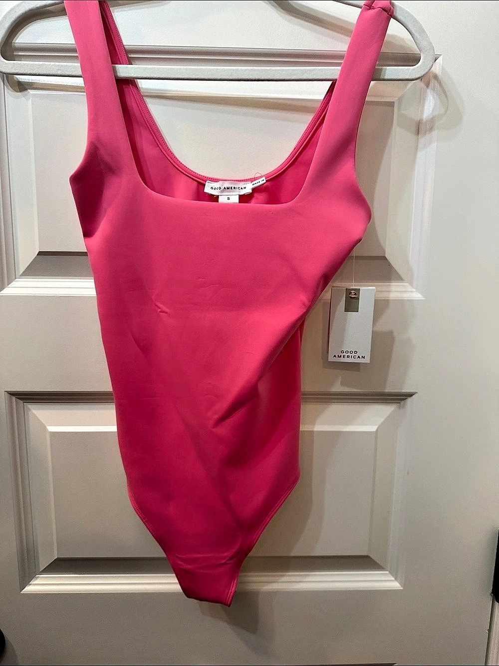 Good American Sculpting Modern Tank Bodysuit Pink Small